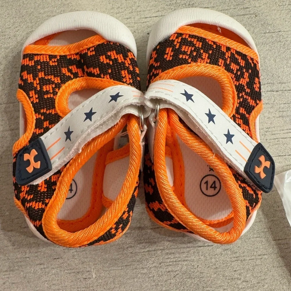 Baby Orange and Black Sandal Shoes
